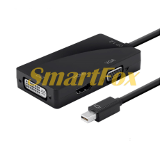 Конвертер mini Display Port (тато) на HDMI/VGA/DVI(мама) 30cm, Black, 4K/2K