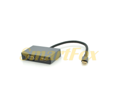 Хаб Type-C(тато) алюмінієвий, HDMI(мама)+VGA(мама)+USB3.0(мама)+PD(мама), 23cm, Silver