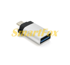 Перехідник VEGGIEG TC-113 USB3.0(AF) OTG => microUSB(M), Silver