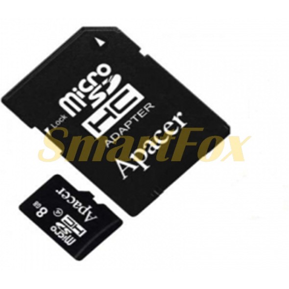 Карта памяти 8Gb microSD Apacer с адаптером class 10