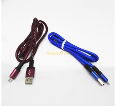 USB кабель кожаный однотонный с укрепленным штекером s-742 Micro