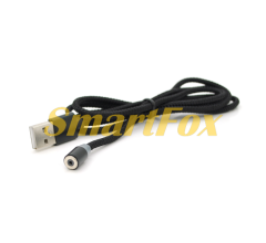 Магнитный кабель USB/MicroUSB PiPo, 1m, 2А, тканевая оплетка, бронированный, Black