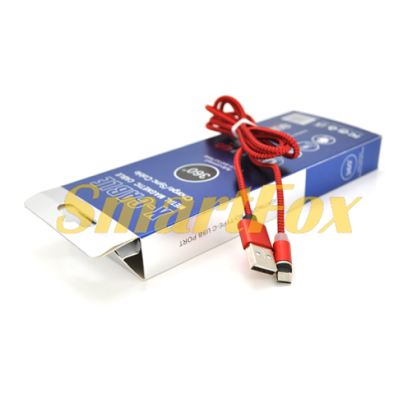 Магнитный кабель USB/MicroUSB PiPo, 1m, 2А, тканевая оплетка, бронированный, съемник, Red