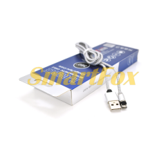 Магнитный кабель USB/Lightning PiPo, 1m, 2А, тканевая оплетка, бронированный, съемник, Silver