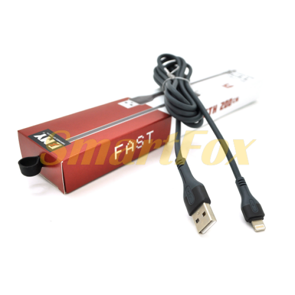 USB кабель EMY MY-742, Black, 2.4A, длина 1м, Lightning