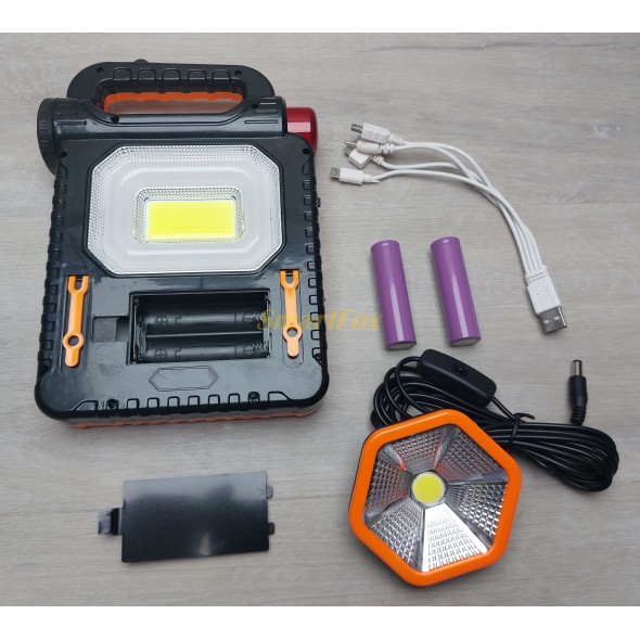 Фонарь ручной светильник LED light JC-918 (A-2661), солнечная панель, красный свет, PowerBank