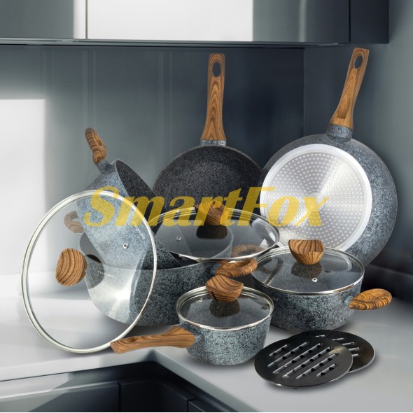 Набор посуды Kamille из литого алюминия 12 предметов для индукции и газа KM-4440