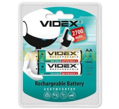 Аккумулятор VIDEX Rechargeable R-6 2700mAh 1.2V (HR6,size AA,NiMN) (цена за 1шт, продажа упаковкой 2 шт.)