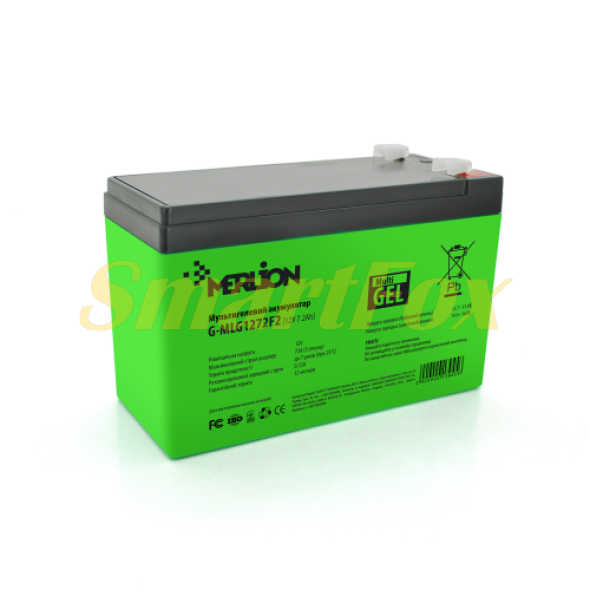 Акумуляторна батарея MERLION G-MLG1272F2 12 V 7,2 Ah (150 x 65 x 95 (100)) Green