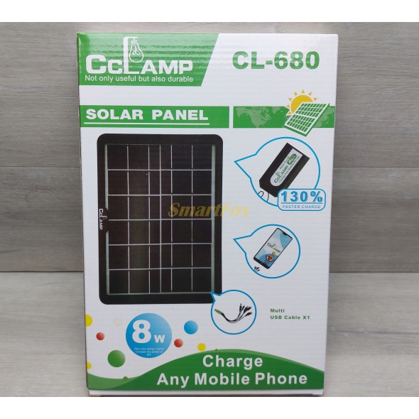 Портативна сонячна панель CcLamp CL-680 8W+ набір перехідників