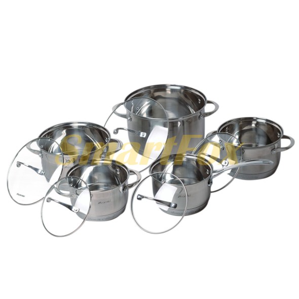 Набор посуды Kamille из нержавеющей стали 10 предметов (1.8л, 2.3л, 3.3л, 5.5л) KM-4710S