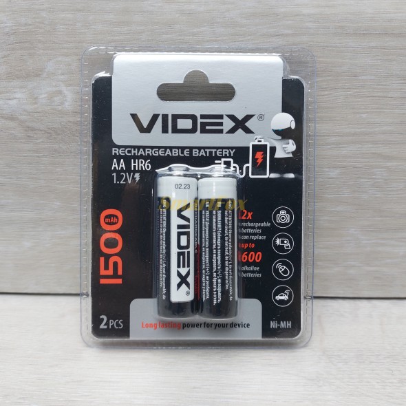 Акумулятор VIDEX Rechargeable R-6 1500mAh 1.2V (HR6, AA, NiMN) (ціна за 1шт, продаж упаковкою 2 шт.)