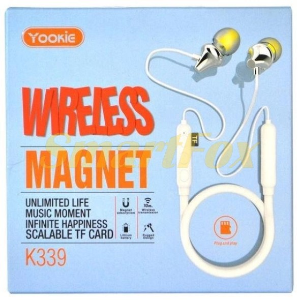 MС Навушники Bluetooth Yookie K339 з мікрофоном (Білий)