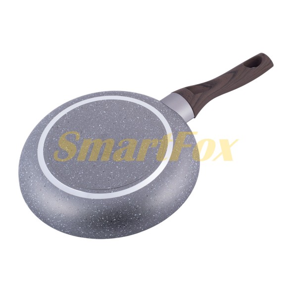 Сковорода Kamille 24см с антипригарным покрытием Grey marble из алюминия  для индукции и газа KM-4113