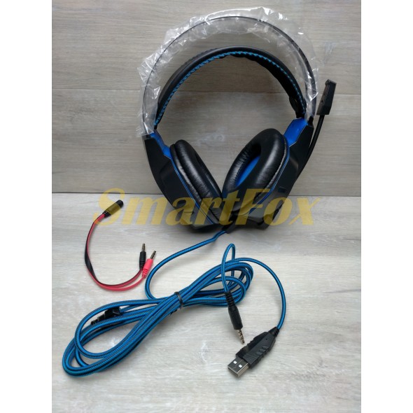 Навушники накладні з мікрофоном HOCO W102 Cool tour ігрові (Блакитний, Червоний)