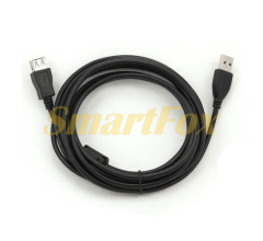 Кабель USB 2.0 AM/AF, 1,0m, 1 феррит, черный