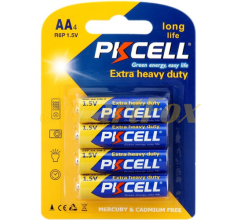Батарейка солевая PKCELL 1.5V AA/R6, 4 штуки в блистере, цена за блистер