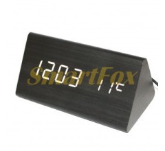 Часы настольные VST-861-6 с белой подсветкой в виде деревянного бруска