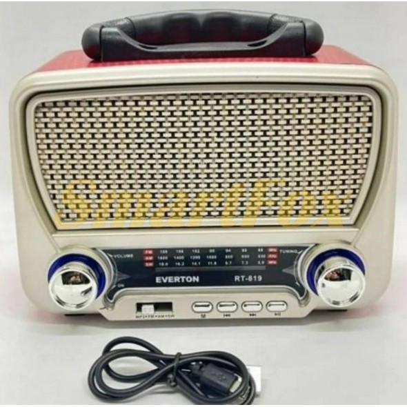 Радиоприемник c USB Everton RT-819 + фонарик+солнечная батарея