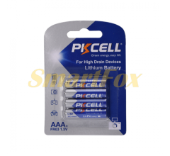 Батарейка литиевая PKCELL LiFe 1.5V AAA/FR03, 4 шт в блистере, цена за блистер