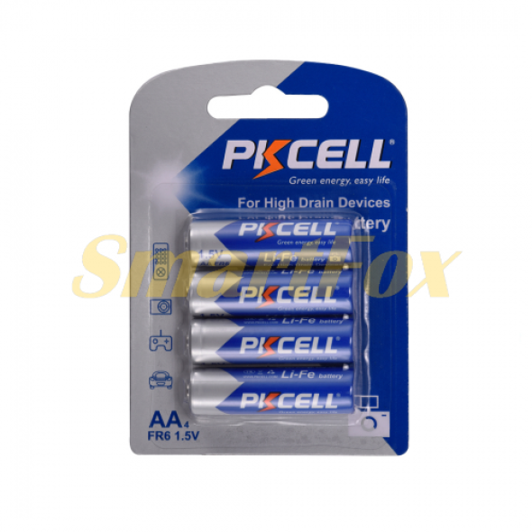 Батарейка литиевая PKCELL LiFe 1.5V AA/FR6, 4 шт в блистере, цена за блистер