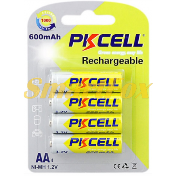 Акумулятор PKCELL 1.2V AA 600mAh NiMH Rechargeable Battery, 4 штуки у блістері ціна за блістер