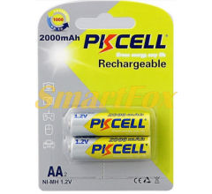 Аккумулятор PKCELL 1.2V AA 2000mAh NiMH Rechargeable Battery, 2 штуки в блистере цена за блистер