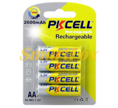Акумулятор PKCELL 1.2V AA 2600mAh NiMH Rechargeable Battery, 4 штуки у блістері ціна за блістер
