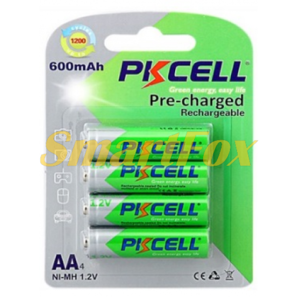 Аккумулятор PKCELL 1.2V  AA 600mAh NiMH Already Charged, 4 штуки в блистере цена за блистер