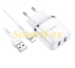 СЗУ 2USB HOCO N4 Aspiring + кабель USB/Lightning