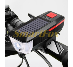 Фонарик велосипедный BG-LY-17 USB на солнечной батарее с звуковым сигналом
