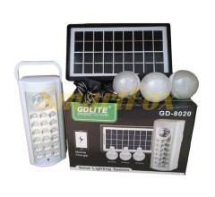 Портативна сонячна станція GD-8020 освітлення+ лампочки+power bank