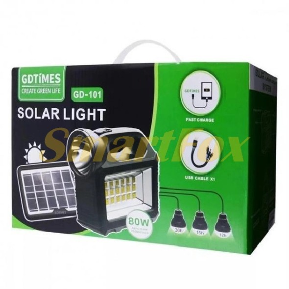 Портативна сонячна станція GD-101 освітлення+ лампочки+power bank