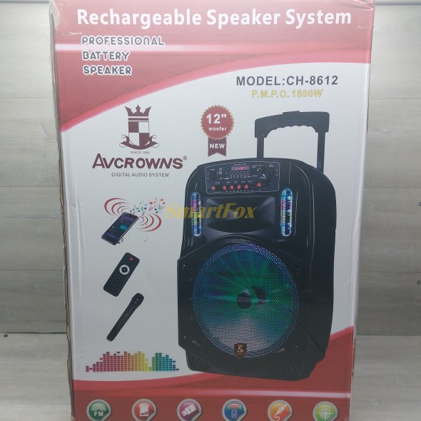 Портативна колонка Bluetooth у вигляді валізи CH8612 (12х1) (30W) мікрофон + пульт