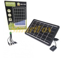 Портативна сонячна панель GD-100 8W+ набір перехідників 29x20