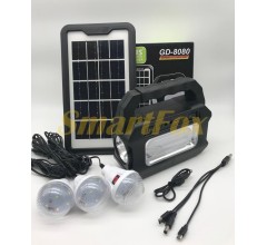 Портативна сонячна станція GD-8080 вовчання + 3 лампочки + power bank