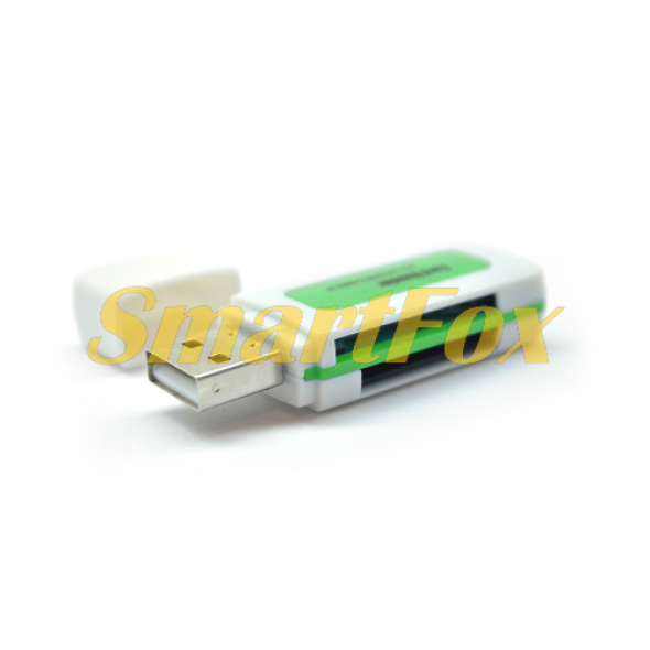 Кардридер универсальный 4в1 CRD-5GR TF/Micro SD, USB2.0, Green