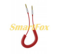 Кабель AUX Audio DC3.5 тато-тато 1.5м пружина, CCA Stereo Jack, (круглий) Red cable