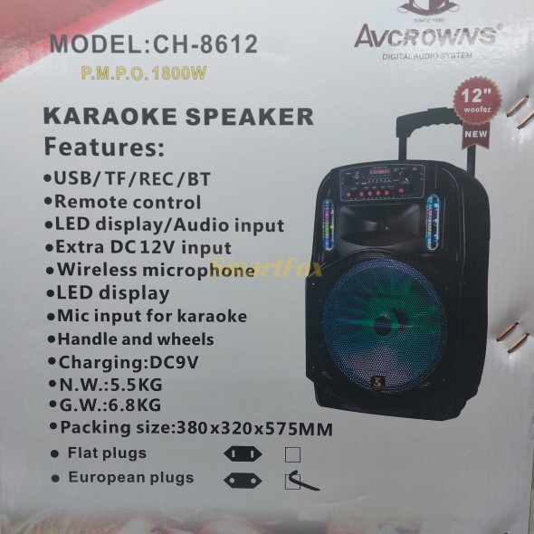 Портативна колонка Bluetooth у вигляді валізи CH8612 (12х1) (30W) мікрофон + пульт