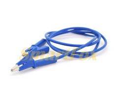 Соеденительные  провода с зажимами АКБ, длина 1м, провод медный 1.0 мм2, "Крокодилы" 59мм BLUE