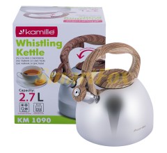 Чайник Kamille 2.7л із нержавіючої сталі зі свистком та бакелітовою ручкою KM-1090
