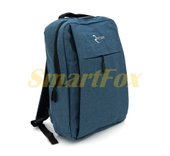 Рюкзак для ноутбука T2 15.6, матеріал нейлон, вихід під USB-кабель, синій