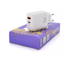 СЗУ iKAKU KSC-668 BOLIAN PD30W+QC3.0 Dual Port charger, White