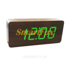 Часы настольные VST-865-4 с ярко-зеленой подсветкой в виде деревянного бруска