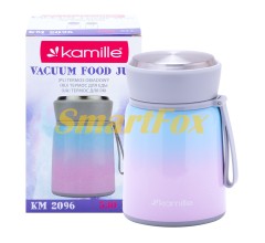 Термос пищевой обеденный для супа Kamille Розовый 530мл из нержавеющей стали KM-2096