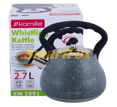 Чайник Kamille Серый 2,7л из нержавеющей стали со свистком и нейлоновой ручкой KM-1091