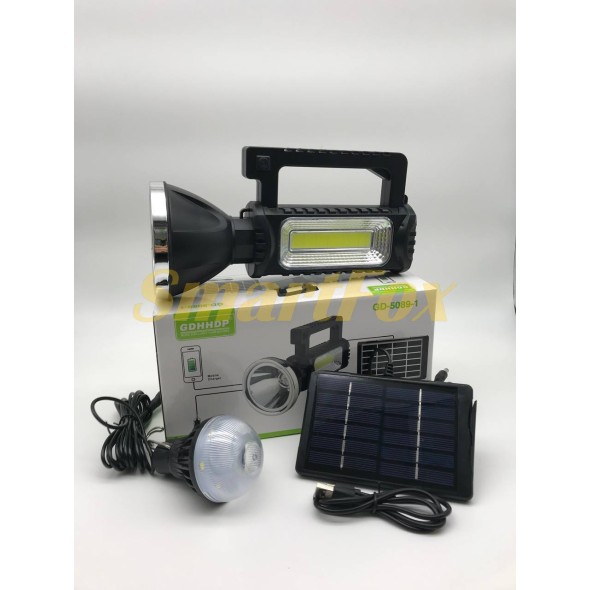 Портативна сонячна станція GDLite GD-5089-1 освітлення+ лампочка+power bank