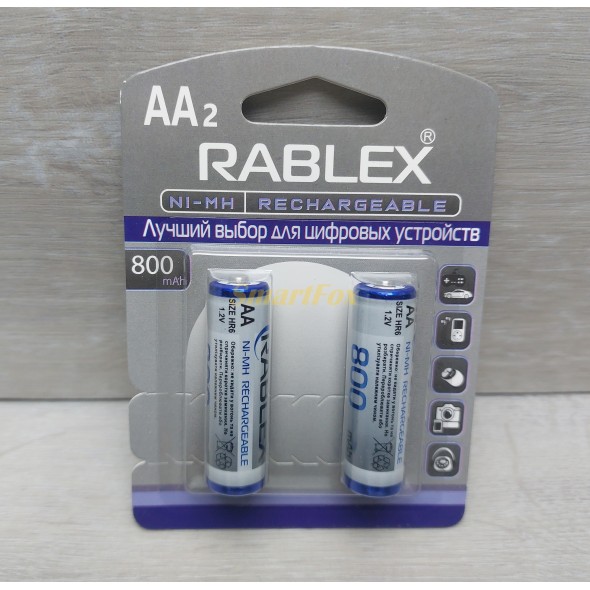 Аккумулятор Rablex Rechargeable R-6 (пальчиковая) 800mAh 1.2V (цена за 1шт, продажа упаковкой 2шт)