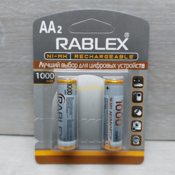 Аккумулятор Rablex Rechargeable R-6 (пальчиковая) 1000mAh 1.2V (цена за 1шт, продажа упаковкой 2шт)
