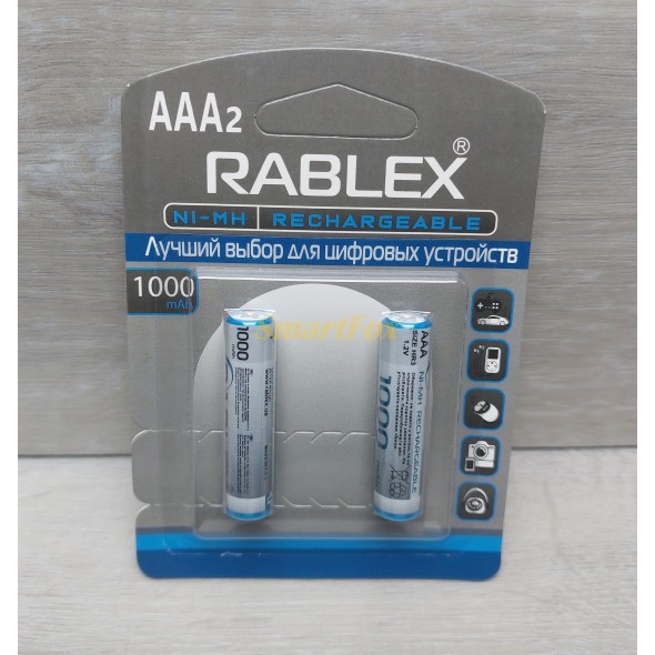 Акумулятор Rablex Rechargeable R-03 (міні-пальчик) 1000mAh 1.2V (ціна за 1шт, продаж упаковкою 2шт)